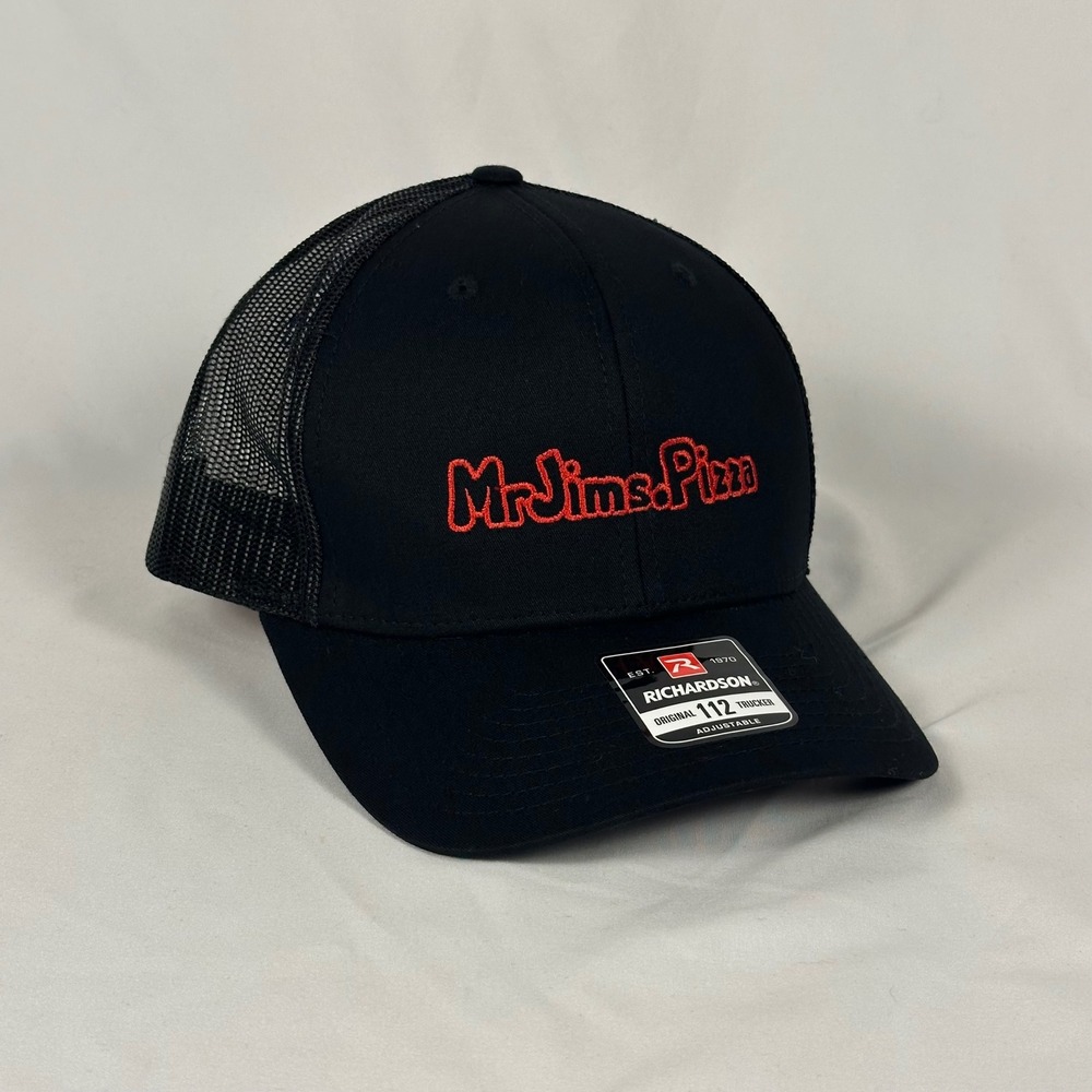 Mr Jims Pizza Trucker Hat OSFA Black Richardson 112 Embroidered Mesh Snapback